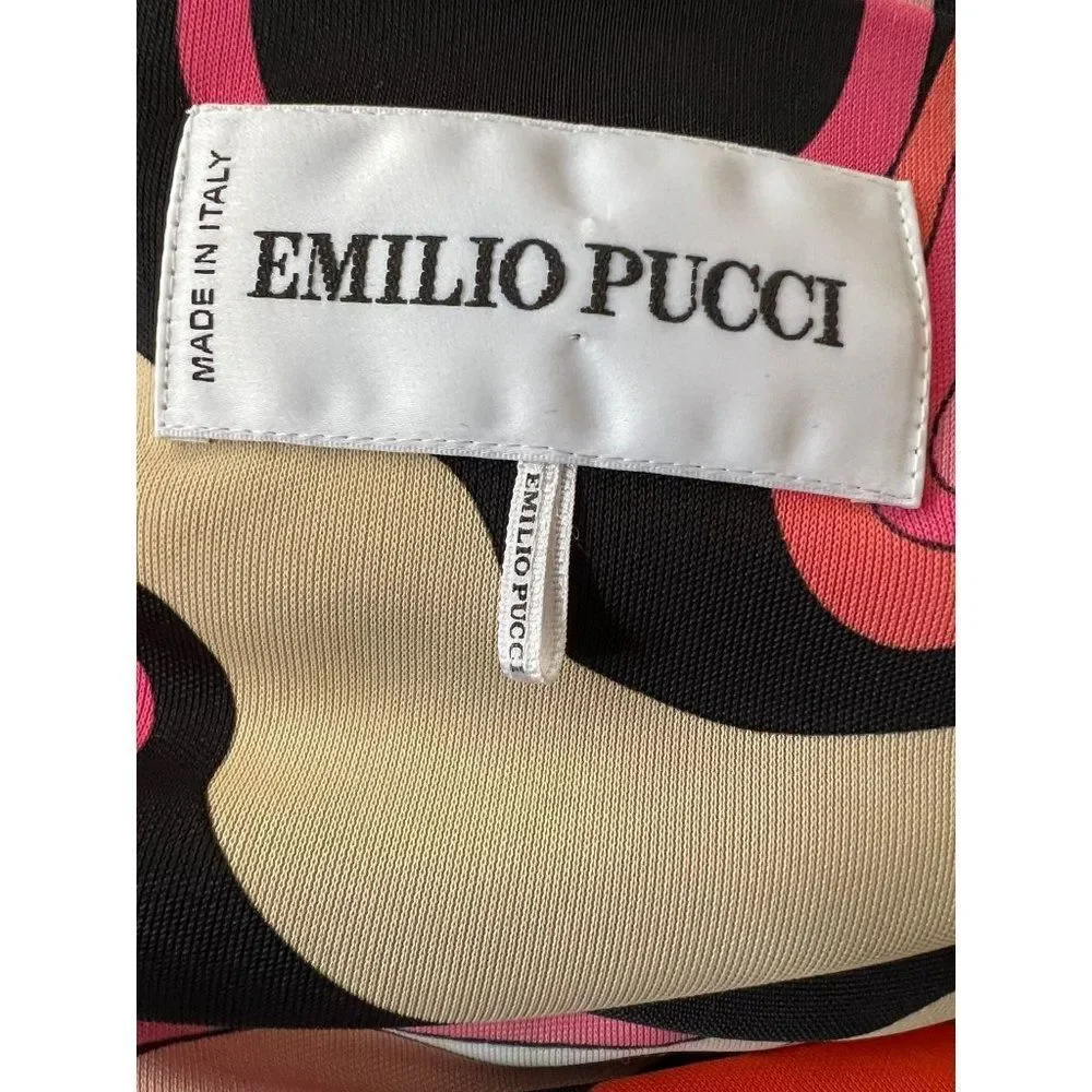 EMILIO PUCCI Pink Abstract Print Long Sleeve Knee Length Jersey Dress Size 10 - Picture 8 of 10